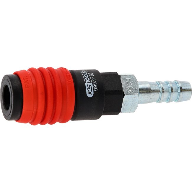 KS Tools 3-in-1 universele persluchtveiligheidskoppeling - 11 mm met slangtule - 999.9102