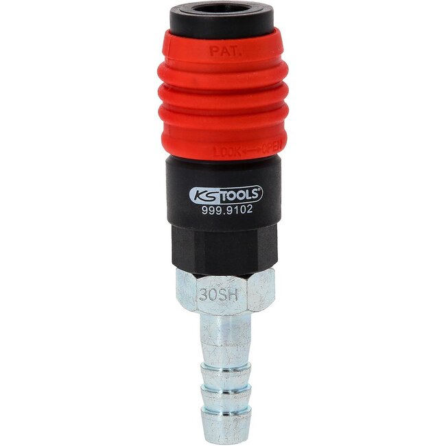 KS Tools 3-in-1 universele persluchtveiligheidskoppeling - 11 mm met slangtule - 999.9102