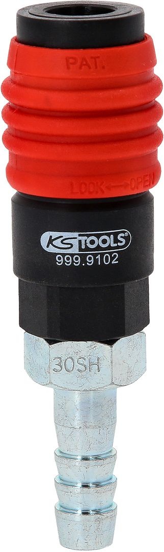KS Tools 3-in-1 universele persluchtveiligheidskoppeling - 11 mm met slangtule - 999.9102, foto 4 van 6