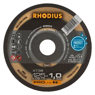 RHODIUS Doorslijpschijf XT38 125 x 1,0 x 22,23 - 50 stuks