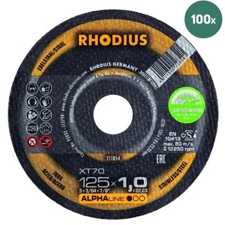 RHODIUS Cutting disc Alpha XT70 125x1.0mm stainless steel / steel - 100 pieces