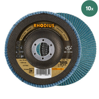 RHODIUS Lamellenschijf LSZ-F3 125mm K80 - 10 stuks