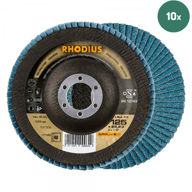 RHODIUS Lamellenscheibe LSZ-F3 125mm Korn 40 - 10 Stück
