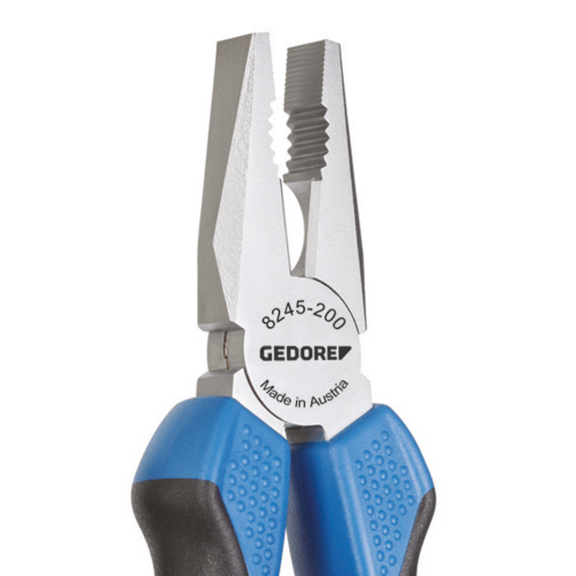 Gedore Combination pliers Euro model 180 mm, slim head, edges 62-64 HRC, DIN ISO 5746, chrome-plated, 2C handle - 8245-180 JC