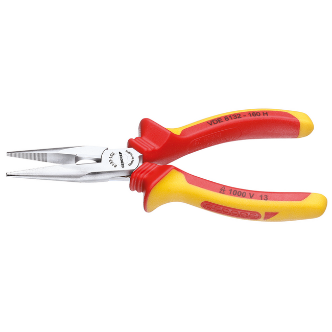 Gedore VDE Needle nose pliers with VDE insulating sleeves