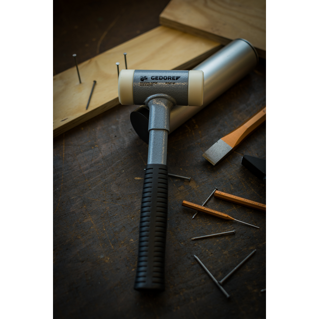 Gedore Dead blow hammer 30 mm diameter, polyamide faces 75 Shore D, steel tube handle, length 290 mm - 248 ST-30