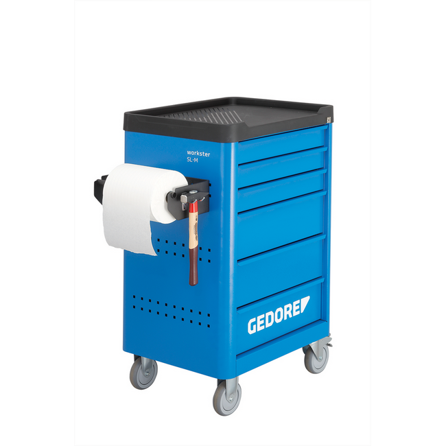 Gedore Papierrolhouder voor rollen tot Ø 320 mm, staalplaat RAL 9005 zwart, voor eurogaten 10 x 38 mm - 1500 H 40