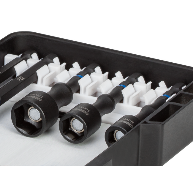 Gedore Torsion bit set 1/4" 42-piece, SL, PH, PZ, TX, hex, magnetic bit holder, 8-13 mm nut setters and adapters - 666-042