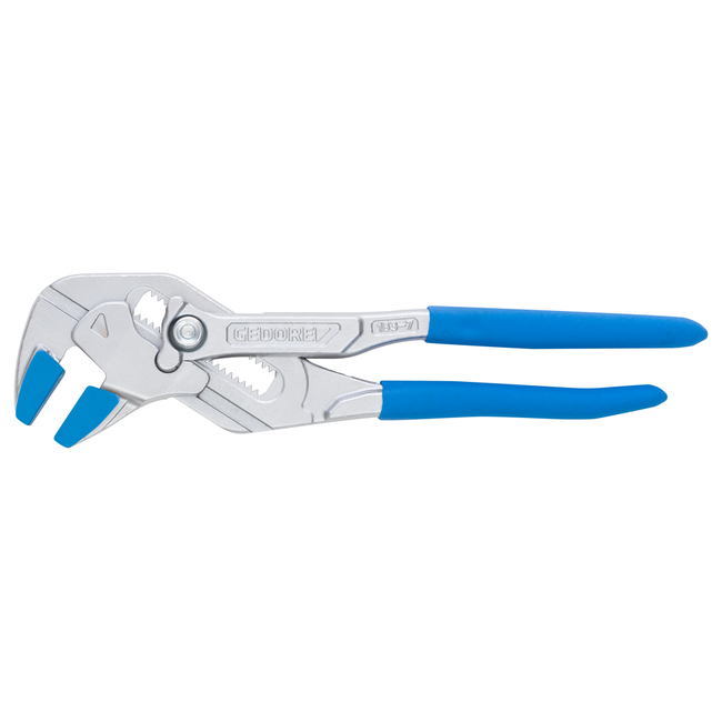 Gedore Plier wrench 10" / 250 mm, smooth parallel jaws, 52 mm capacity, DIN ISO 5743, chrome-plated, dipped handles - 183 10 TC