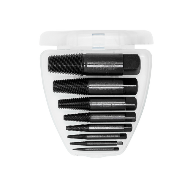 Gedore Screw extractor set 8-piece M3-M45, chrome vanadium steel 54 HRC, in plastic box - 8551-88