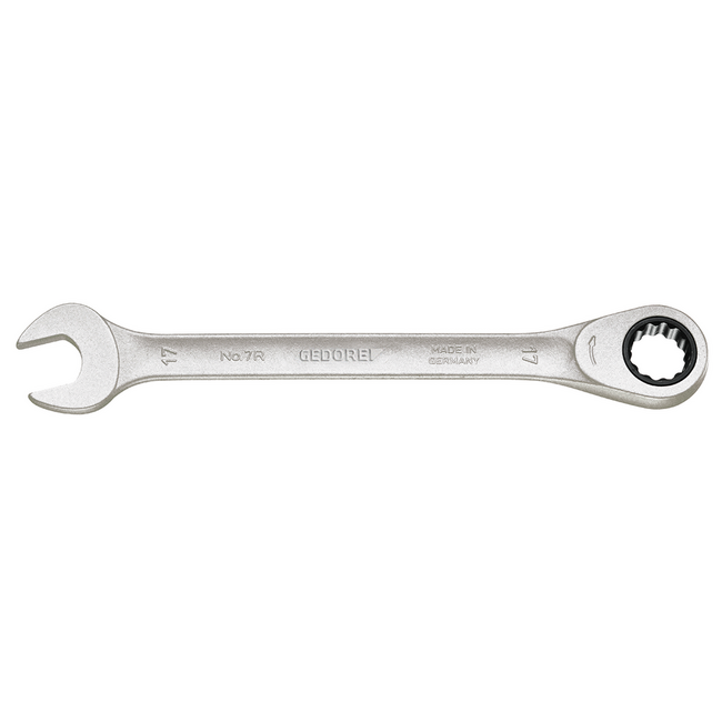 Gedore Ratcheting combination wrench set 5-piece 8-19 mm, UD profile, flat design, 31CrV3, in plastic case - 7 R-005