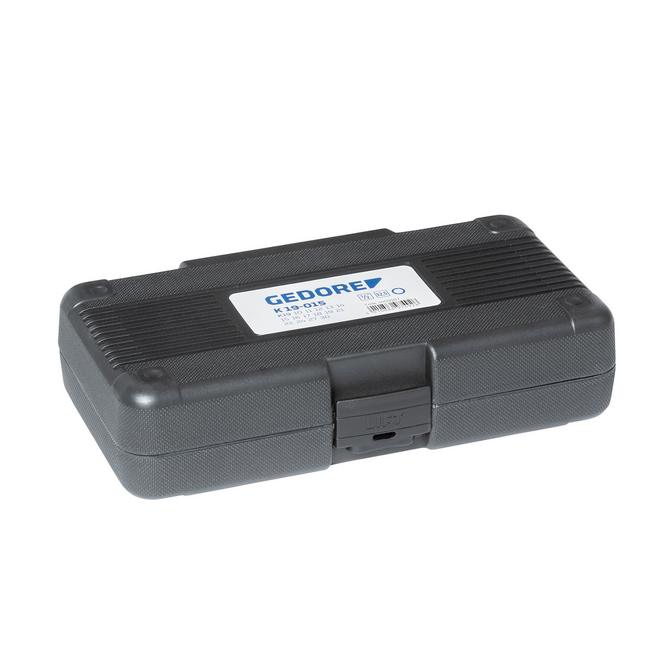 Gedore Impact socket set 1/2" 15-piece 6-point 10-30 mm, phosphated, retaining ring and pin, in plastic case - K 19-015