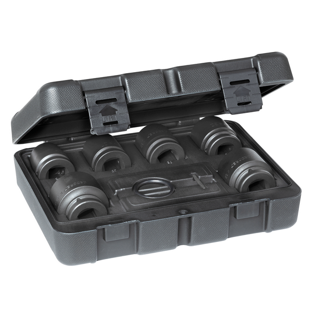 Gedore Impact socket set 3/4" 8-piece 6-point 24-41 mm, phosphated, retaining ring and pin, in plastic case - K 32-008