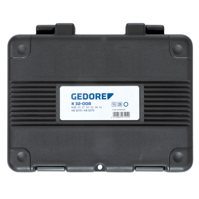 Gedore Impact socket set 3/4" 8-piece 6-point 24-41 mm, phosphated, retaining ring and pin, in plastic case - K 32-008