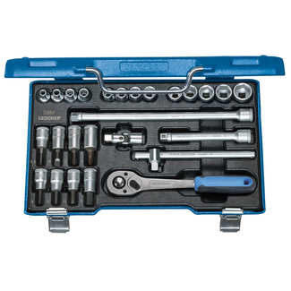 Gedore Socket set 3/8" 26-piece 6-point 6-19 mm with bits