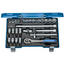 Gedore Socket set 3/8" 26-piece 6-point 6-19 mm, ratchet, hex/slotted/Phillips bit sockets, in steel case - 30 IMU-10