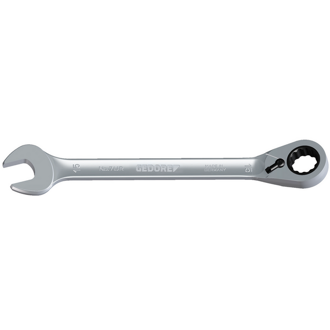 Gedore Reversible ratcheting combination wrench set 12-piece 8-19 mm, 13° offset, UD profile, in steel case - 7 UR-012