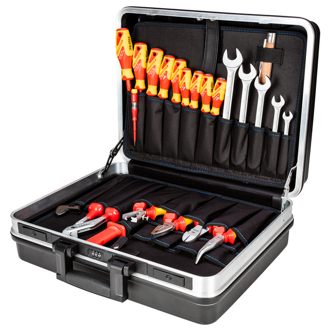 Gedore VDE tool set 74-piece in ABS case: 1000 V insulated pliers, screwdrivers, wrenches and accessories - 1041-003