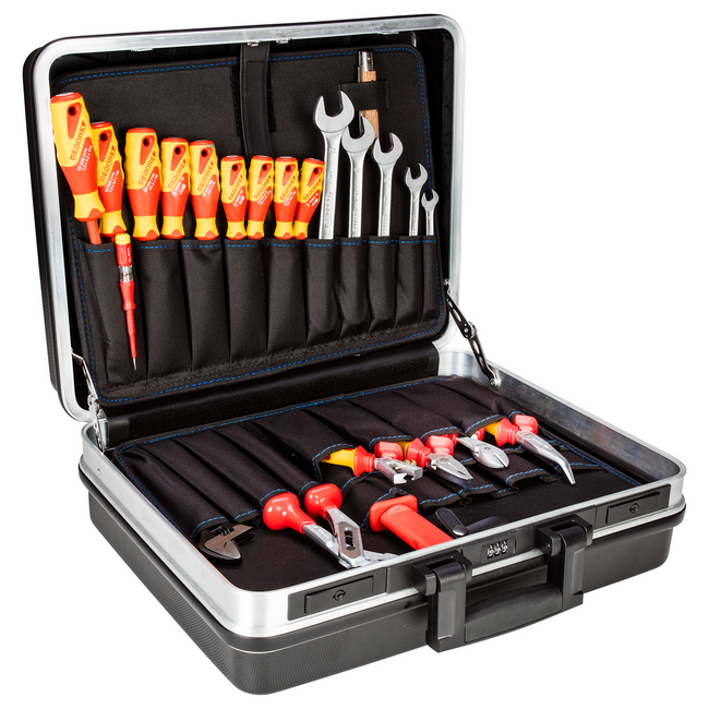 Gedore VDE tool set 74-piece in ABS case: 1000 V insulated pliers, screwdrivers, wrenches and accessories - 1041-003