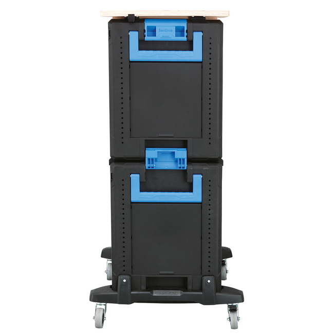 Gedore Mobile tool cart WorkMo B3, modular, 6 drawers for ES/CT modules, bay for L-BOXX 136, wooden worktop - 1110 WMW-3