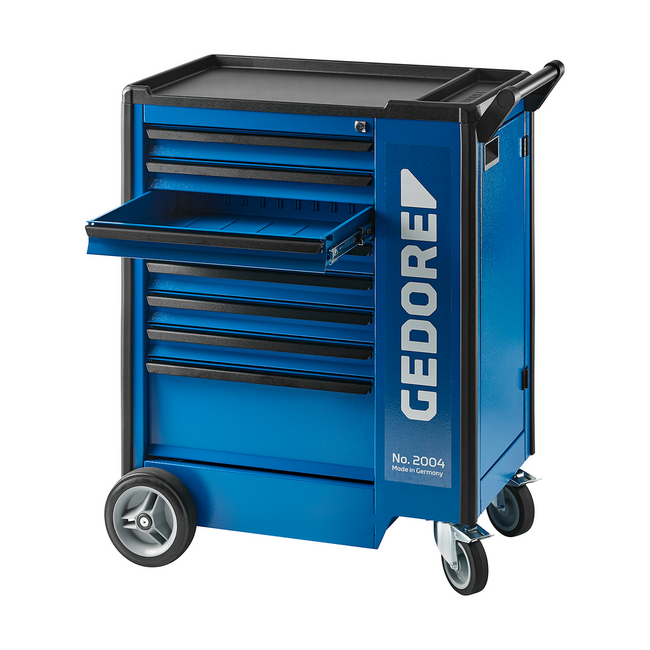 Gedore Tool cart with 8 drawers, one of them 207 mm high, door compartment with euro perforation, lockable - 2004 0701