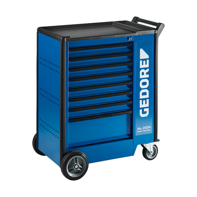 Gedore Tool cart with 8 drawers, one of them 207 mm high, door compartment with euro perforation, lockable - 2004 0701