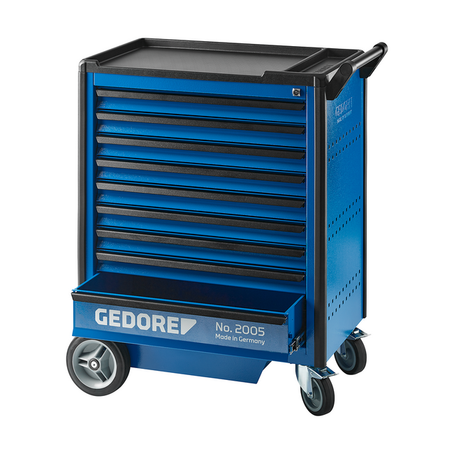 Gedore Gereedschapswagen met 9 laden 640 x 400 mm, 40 kg per lade, draagvermogen 1000 kg, centraal afsluitbaar - 2005 0810