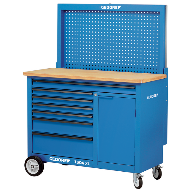Gedore Verrijdbare werkbank XL 1,25 m met 7 laden incl. XL-lade, beukenmultiplex blad 30 mm, 1000 kg - 1504 XL 1411
