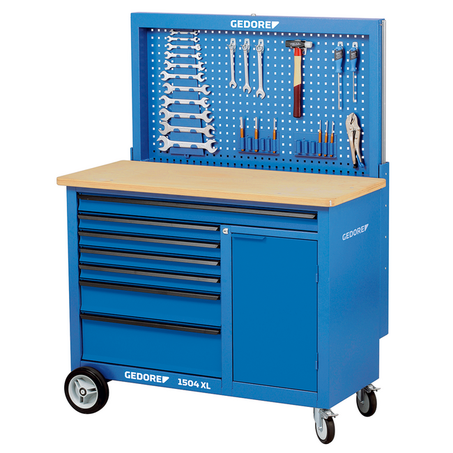Gedore Mobile workbench 1.25 m wide with 7 drawers