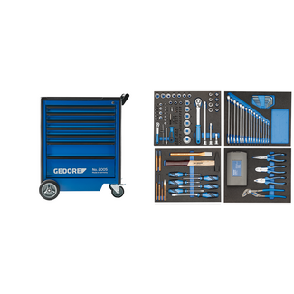 Gedore Tool cart with 7 drawers and 147-piece tool set