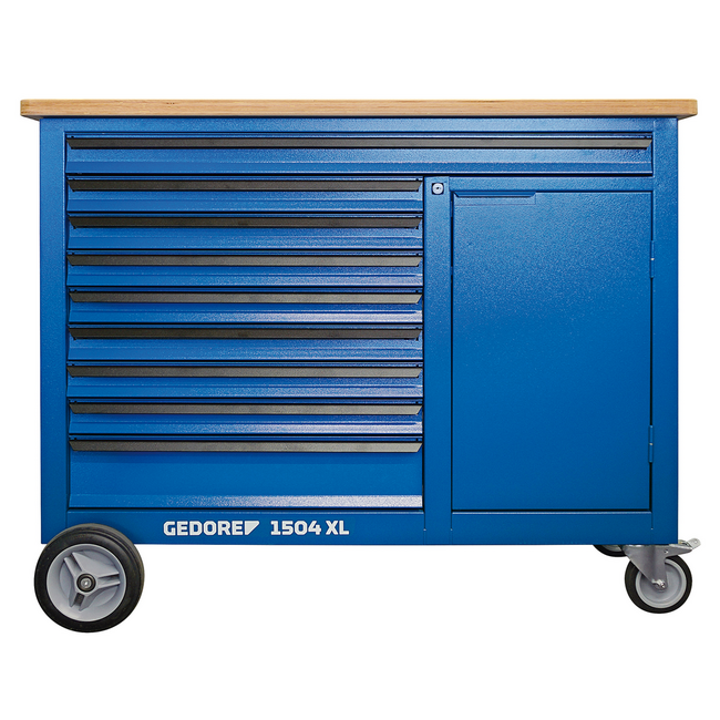 Gedore Verrijdbare werkbank XL 1,25 m met 9 laden incl. XL-lade, beukenmultiplex blad 30 mm, 1000 kg - 1504 XL 1710