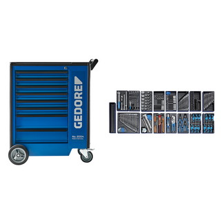 Gedore Tool cart with 8 drawers and 207-piece tool set