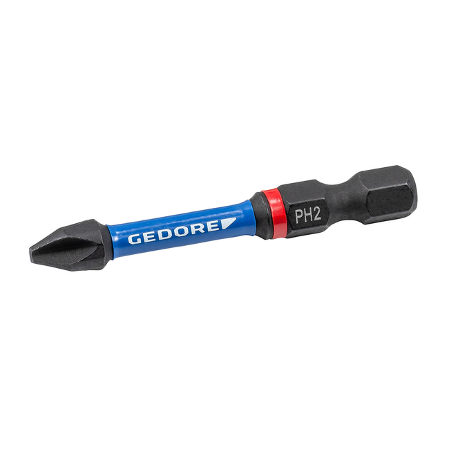 Gedore Torsion bit Phillips PH 2, 1/4" hex shank, 50 mm long, vanadium steel, DIN ISO 1173 - 2 pcs - 666 TR50 PH2-02