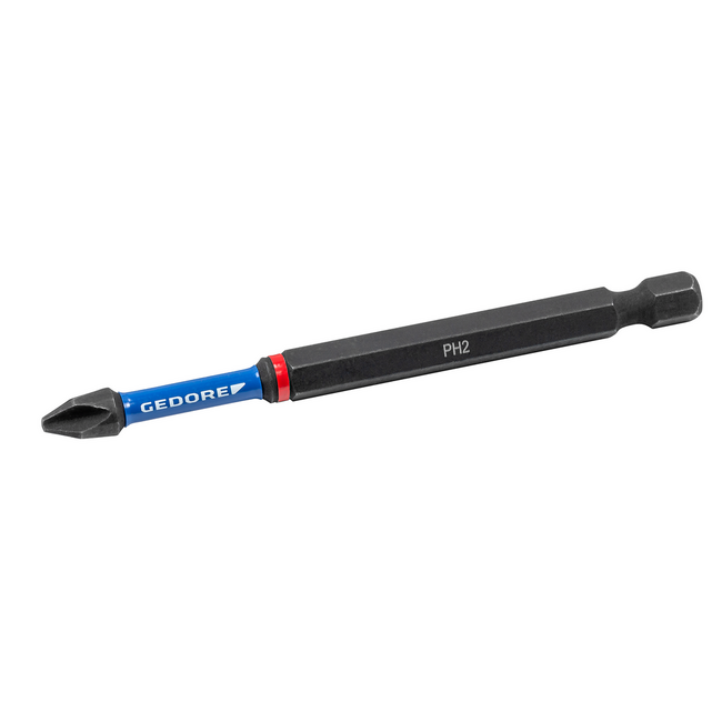 Gedore Torsion bit Phillips PH 2, 1/4" hex shank, 90 mm long, vanadium steel, DIN ISO 1173 - 2 pcs - 666 TR90 PH2-02