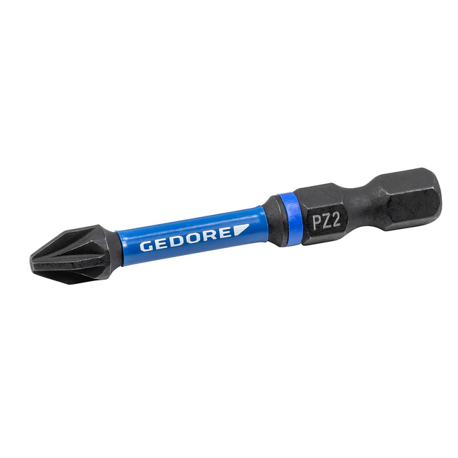 Gedore Torsion bit Pozidriv PZ 2, 1/4" hex shank, length 50 mm, vanadium steel, DIN ISO 1173 - 2 pcs - 666 TR50 PZ2-02