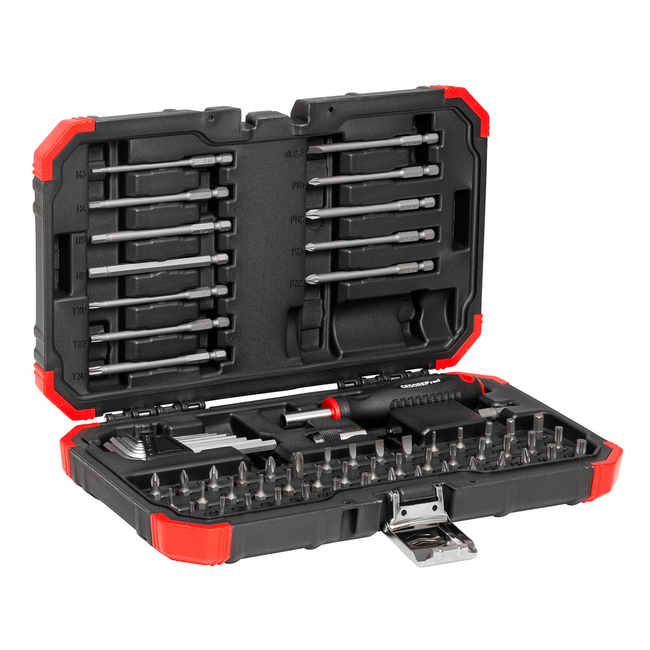 Gedore RED Bit-Satz 1/4" 67-teilig, magnetischer Bitschraubendreher, Bits PH, PZ, SL, TX, TX mit Bohrung, Winkelschlüssel - R33003067