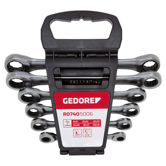 Gedore RED Double box-end ratcheting wrench set 8-19 mm 6-piece