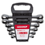Gedore RED Dubbele ringratelsleutelset SW 8-19 mm 6-delig, recht, 72 tanden, 5° terughaalhoek, DIN 837, in houder - R07405006