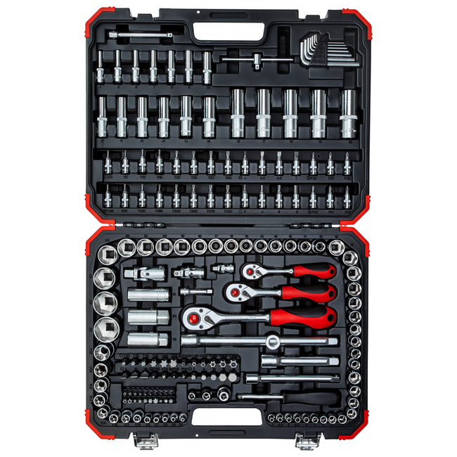 Gedore RED Socket set 1/4" + 3/8" + 1/2" 172-piece, 3 reversible ratchets, sockets 4-32 mm, E-Torx sockets, bits - R45603172