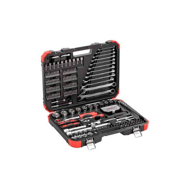 Gedore RED Steckschlüssel-Satz 1/4" + 1/2" 232-teilig, Umschaltknarren, Nüsse SW 4-32 mm, E-Nüsse, Bitbox, Ringschlüssel - R46003232