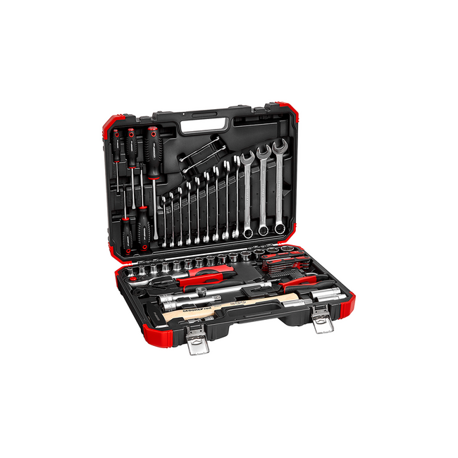 Gedore RED Werkzeugsatz 1/2" Auto-Universal 61-teilig, Nüsse SW 8-24 mm, Ringmaulschlüssel 6-19 mm, Zangen, Hammer - R69003061