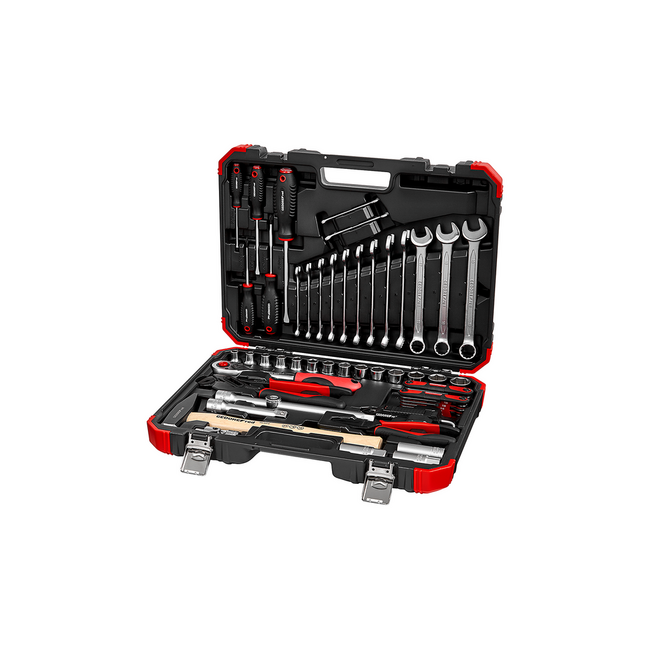 Gedore RED Werkzeugsatz 1/2" Auto-Universal 61-teilig, Nüsse SW 8-24 mm, Ringmaulschlüssel 6-19 mm, Zangen, Hammer - R69003061