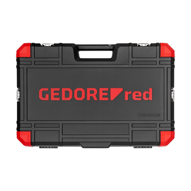 Gedore RED Gereedschapset 1/2" Service 69-delig, doppen SW 10-24 mm, ringsteeksleutels 6-21 mm, tangen, koffer - R69003069