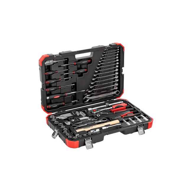 Gedore RED Werkzeugsatz 1/2" Service 69-teilig, Nüsse SW 10-24 mm, Ringmaulschlüssel 6-21 mm, Zangen, Koffer - R69003069