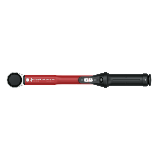 Gedore RED Momentsleutel 1/2" 20-100 Nm, ratel met doorsteekvierkant, rechts en links, ±3 %, 395 mm, DIN EN ISO 6789-2 - R68900100
