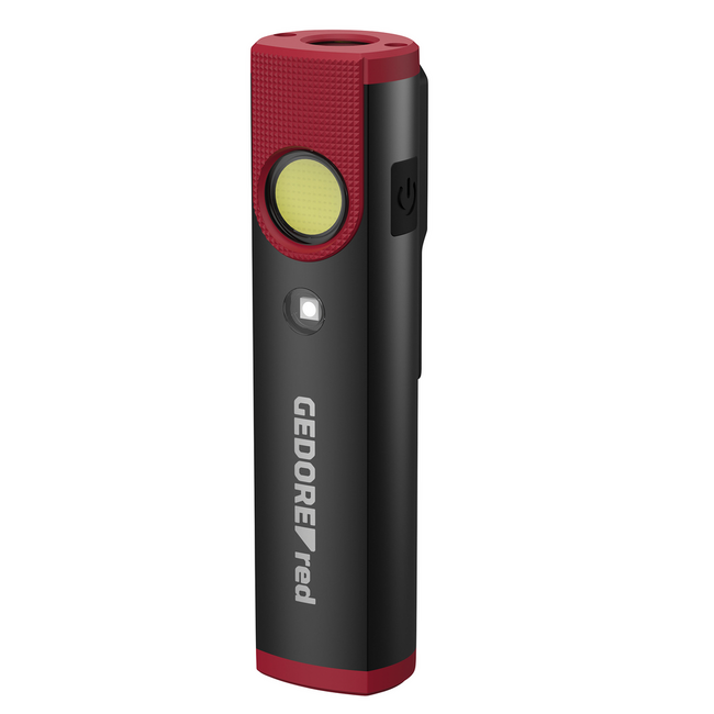 Gedore RED Mini-werklamp LED met UV-licht, 340 lm + toplamp 140 lm, magneten, clip, USB-C, Li-ion 2000 mAh, aluminium - R95200111