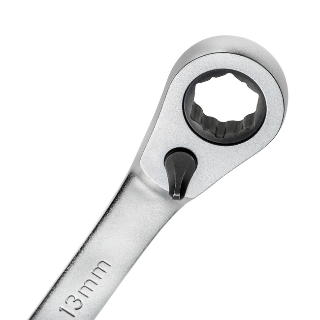 Gedore RED Ratcheting combination wrench 8 mm, reversible, holding function, 72 teeth, 15° offset head, length 138 mm - R07201080