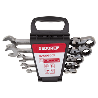 Gedore RED Flex-head ratcheting combination wrench set 8-19 mm 5-piece