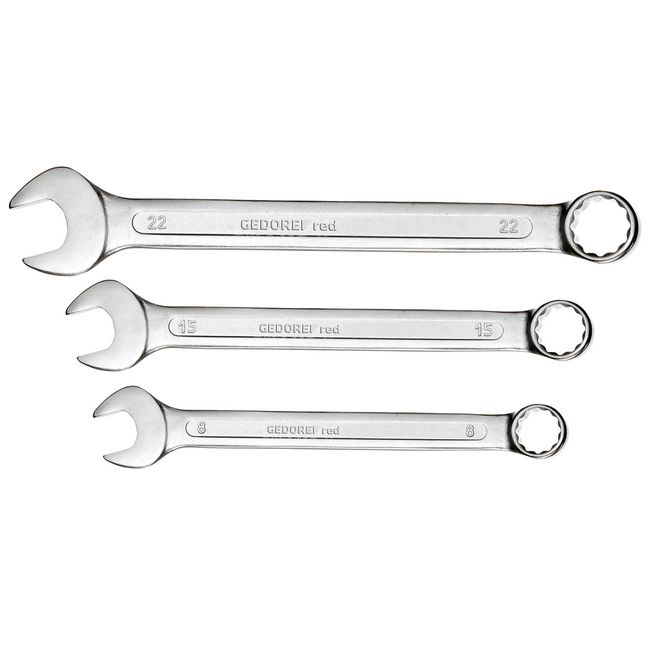 Gedore RED Ringsteeksleutelset SW 6-32 mm 21-delig, bekstand 15°, chroom-vanadium, mat verchroomd, DIN 3113, in houder - R09105021