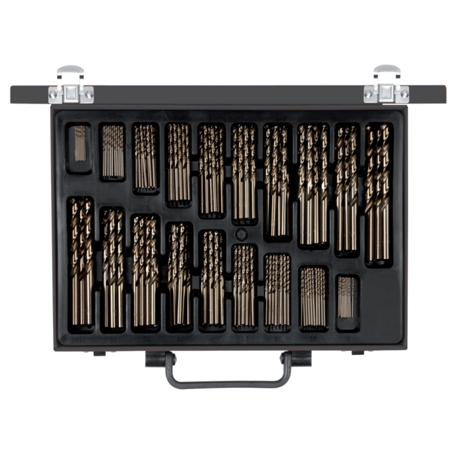 Gedore RED Spiralbohrersatz HSS 1-10 mm in 0,5-mm-Schritten 170-teilig, DIN 338 Typ N, 118°, gerollt, Metallkassette - R93500170